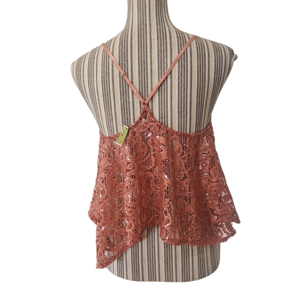 Free People Intimately Women Sequin Flowy Lace Crop Top/Tank Top Size XS/TP - Picture 4 of 11